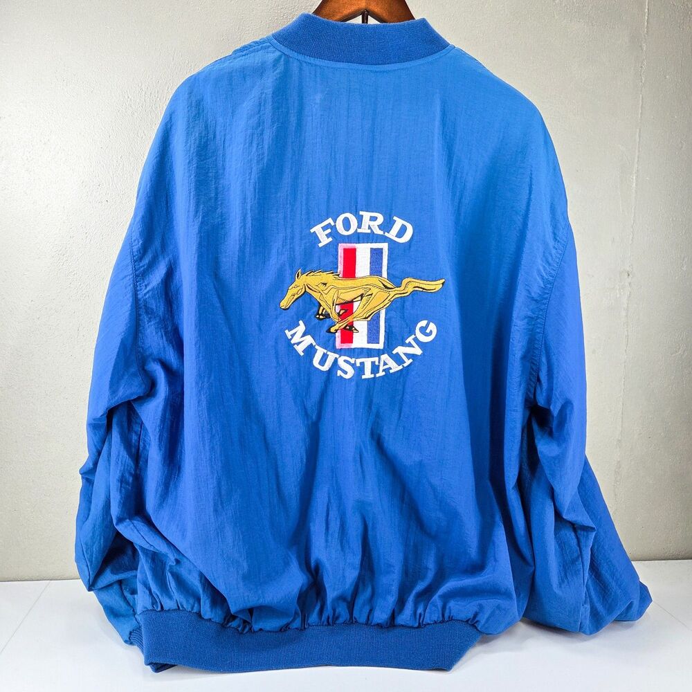 VTG 90s Ford Motorsport Sportswear Mustang Embroidered Bomber Jacket Sz XL